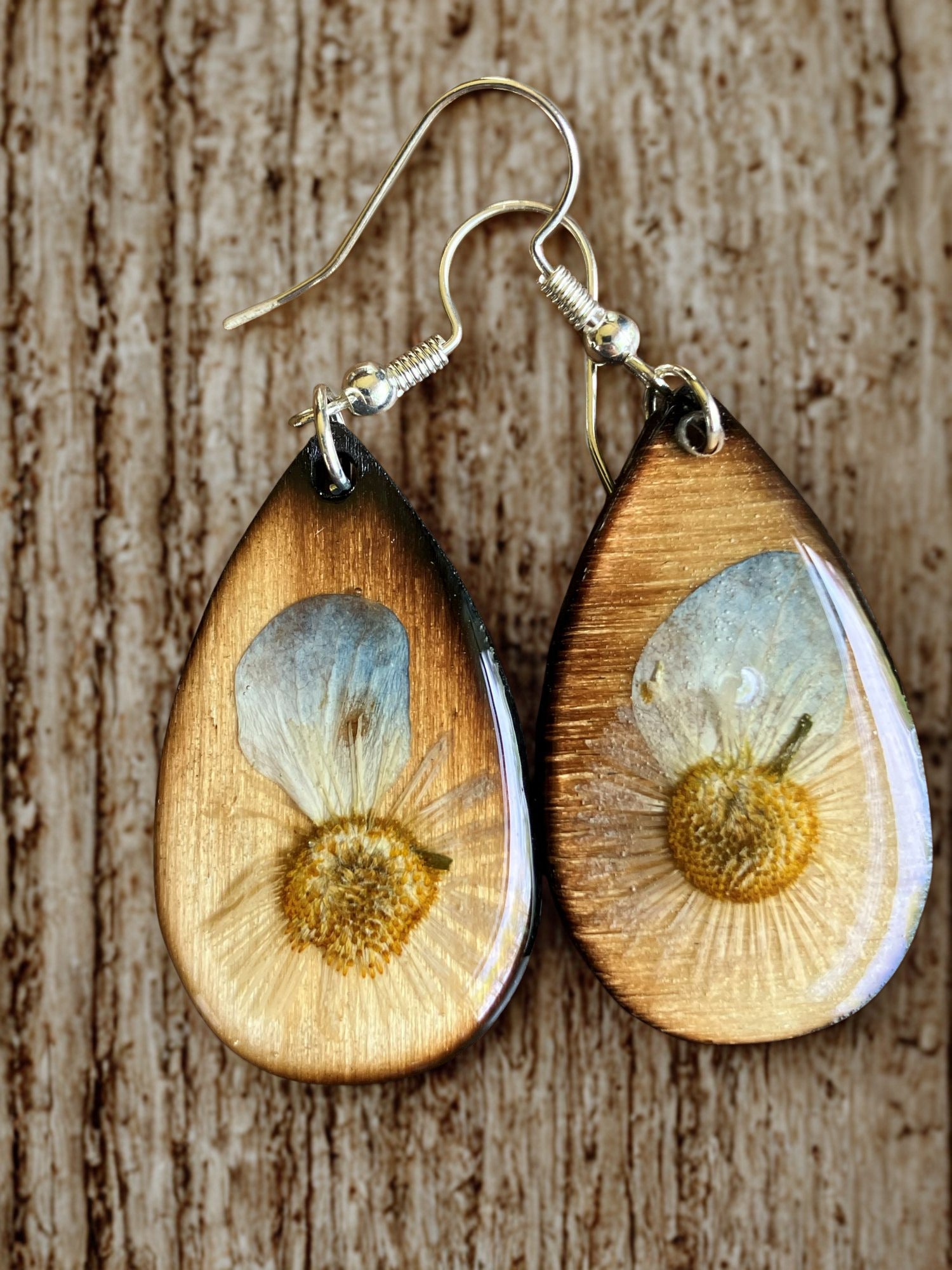 Daisy & Hydrangea Petal Shield Earrings